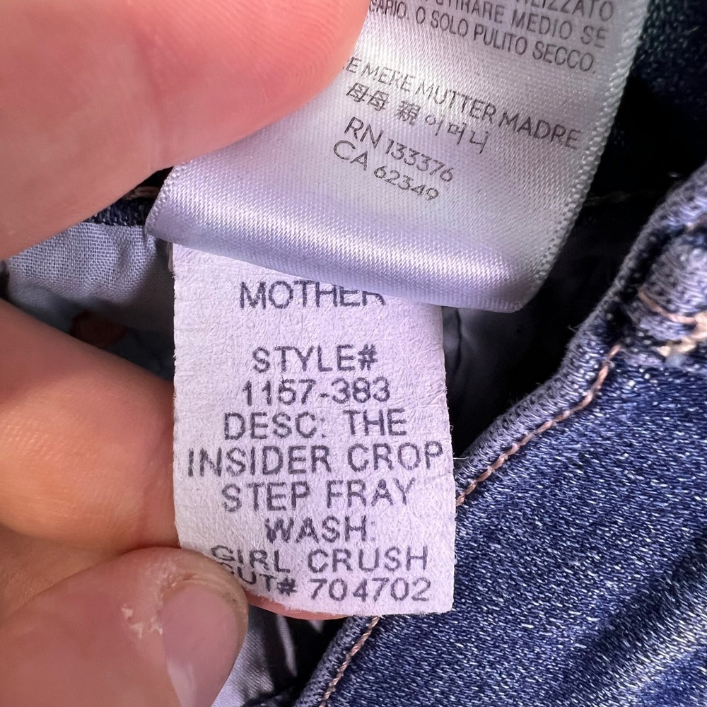 Mother The Insider Crop Step Fray Women 28x25 Blue Slim Bootcut Casual High Rise - Picture 14 of 16